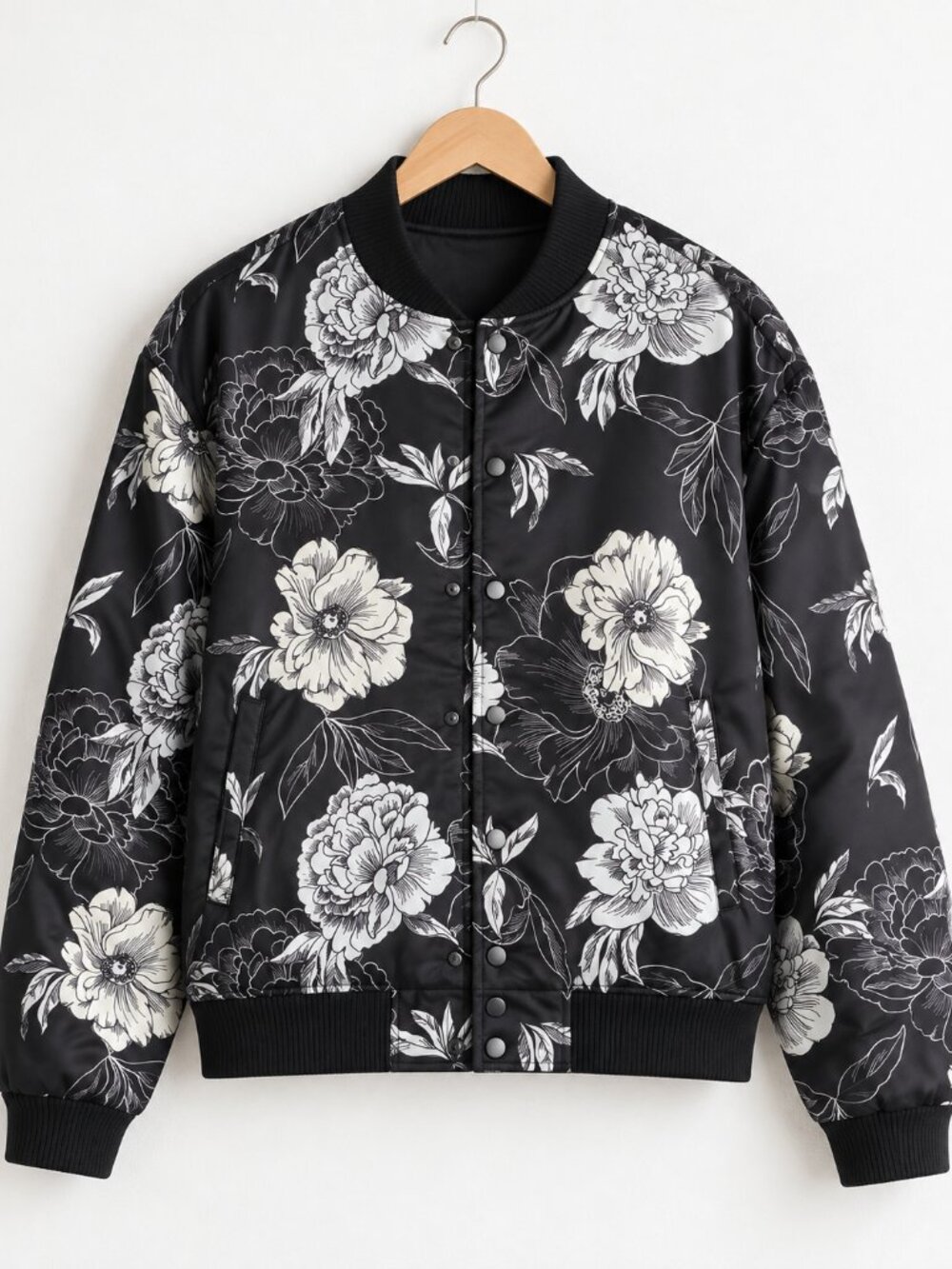 In Bloom Floral Bomber Jacket Men’s L NWT Black